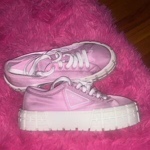 Prada Women's Pink and White Sneakers